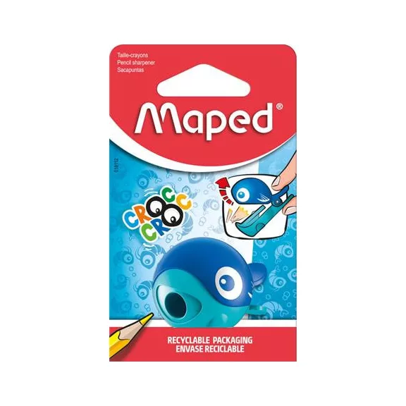 Hegyező, egylyukú, tartályos, MAPED "Croc Croc Easy", katica és bálna, vegyes formák