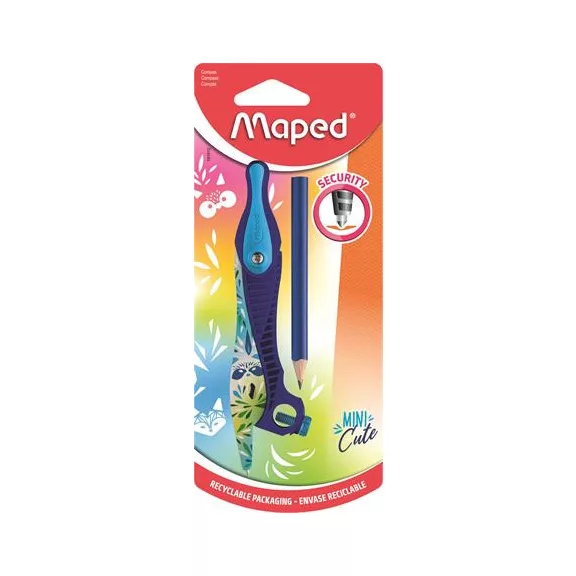 Körző, ceruzával és adapterrel, MAPED "Mini Cute", vegyes színek