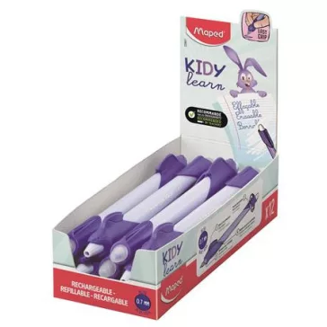   Írástanuló rollertoll, 0,7 mm, radírozható, MAPED "KIDY Learn MAGIC", nyuszi, lila, 12 db