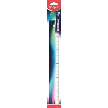   Vonalzó, műanyag, 30 cm, MAPED "Nightfall", metálfényű