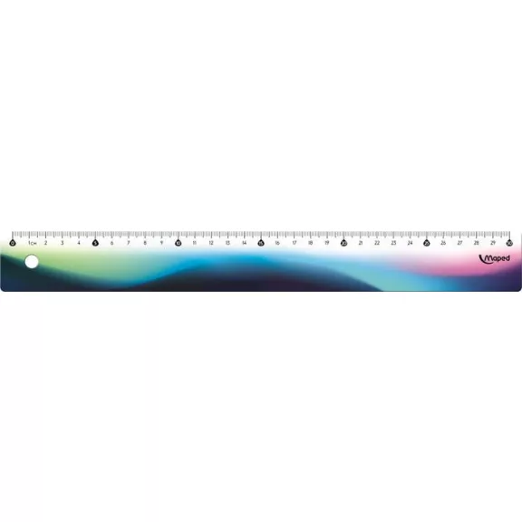 Vonalzó, műanyag, 30 cm, MAPED "Nightfall", metálfényű