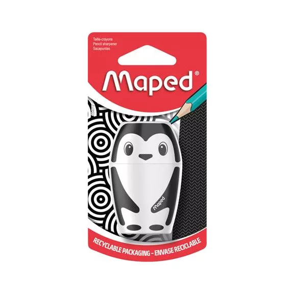 Hegyező, egylyukú, tartályos, MAPED "Shakky Fancy", panda és pingvin, vegyes formák