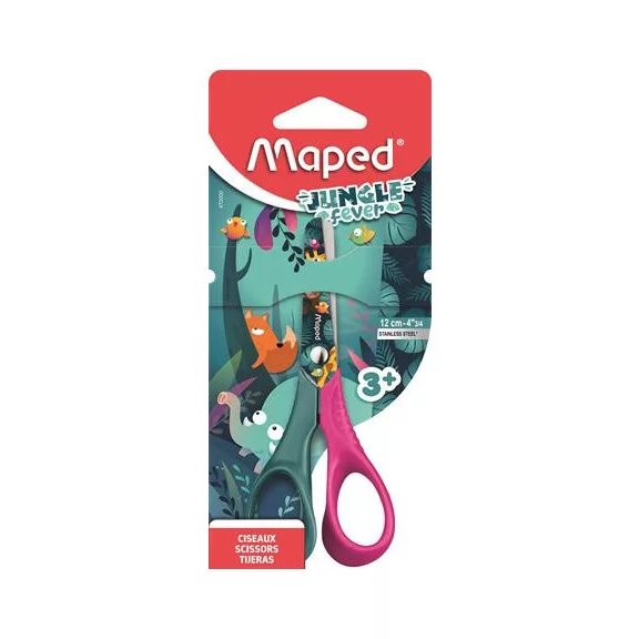 Olló, óvodai, 12 cm, MAPED "Jungle Fever Vivo", vegyes színek