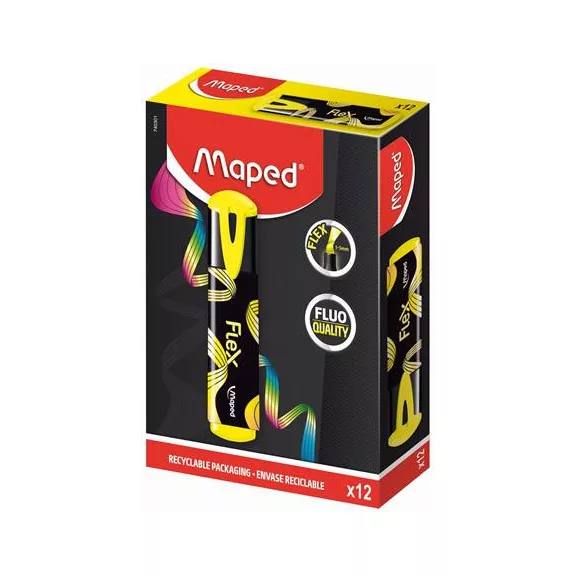 Szövegkiemelő, 1-5 mm, MAPED "Fluo Peps Flex", sárga