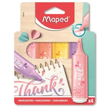   Szövegkiemelő készlet, 1-5 mm, MAPED "Fluo Peps Flex Pastel", pasztell szín, vegyes készletek