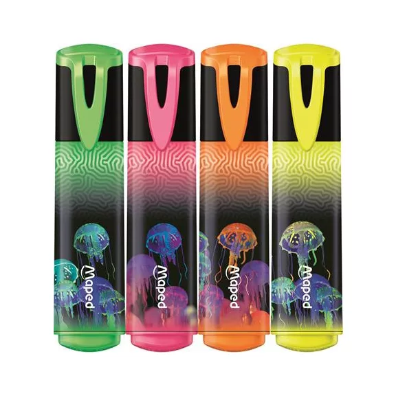Szövegkiemelő készlet, 1-5 mm, MAPED "Deepsea Paradise Fluo Peps", 4 különböző szín