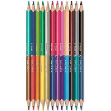   Színes ceruza készlet, kétvégű, háromszögletű, MAPED "Color'Peps Duo", 24 különböző szín