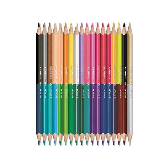 Színes ceruza készlet, háromszögletű, kétvégű, MAPED "Color'Peps Duo", 36 különböző szín