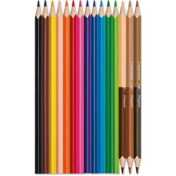   Színes ceruza készlet, háromszögletű, MAPED "Color'Peps World", 12 különböző szín + 3 kétvégű bőrtónus ceruza