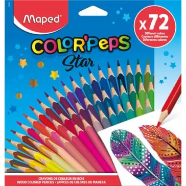   Színes ceruza készlet, háromszögletű, MAPED "Color'Peps Star", 72 különböző szín