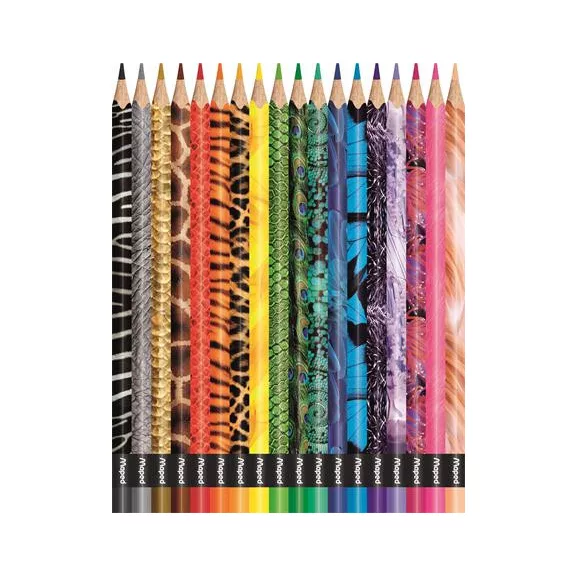 Színes ceruza készlet, háromszögletű, MAPED "Color'Peps Animal", 18 különböző szín