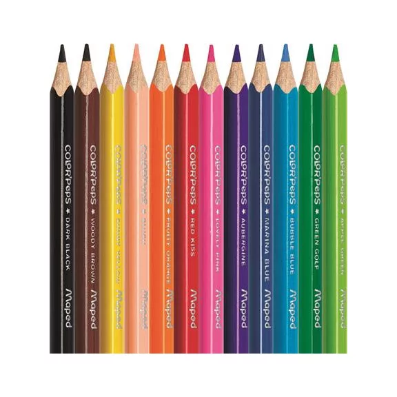 Színes ceruza készlet, háromszögletű, MAPED "Color'Peps Star Mini", 12 különböző szín