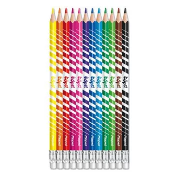   Színes ceruza készlet, háromszögletű, radírozható, MAPED "Color'Peps Oops", 12 különböző szín