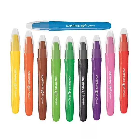 Zsírkréta, kitekerhető, MAPED "Color'Peps GEL", 10 különböző szín