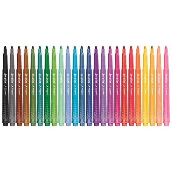 Filctoll készlet, 3,7 mm, kimosható, MAPED „Color'Peps Long Life 2”, 24 különböző szín