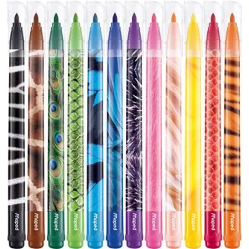   Filctoll készlet, 2,8 mm, kimosható, MAPED "Color'Peps Animals", 12 különböző szín