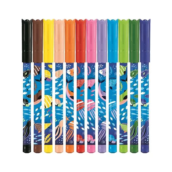 Filctoll készlet, 2 mm, kimosható, MAPED "Color'Peps Ocean Life", 12 különböző szín