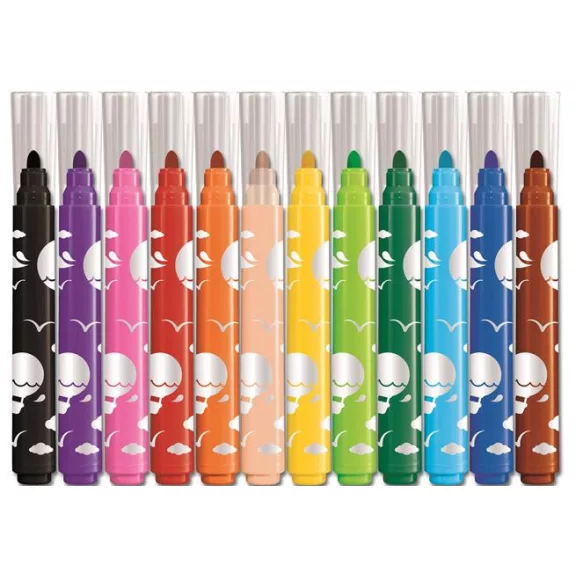 Filctoll készlet, 1-5 mm, kimosható, vastag, MAPED "Color'Peps Jumbo", 12 különböző szín