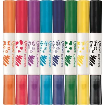   Filctoll készlet, 7,5 mm, kétvégű, MAPED "Color'Peps Duo Stamp" 8 különböző szín és minta