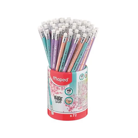 Grafitceruza radírral, ceruzatartó, HB, háromszögletű, MAPED "Black'Peps Pastel", vegyes pasztell színek