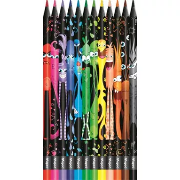   Színes ceruza készlet, háromszögletű, MAPED "Color'Peps Monster", 12 különböző szín