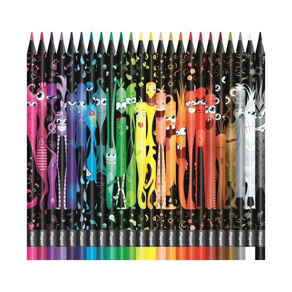 Színes ceruza készlet, háromszögletű, MAPED "Color'Peps Monster" 24 különböző szín