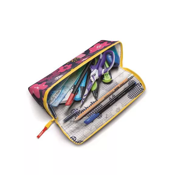 Tolltartó, háromszög alakú, kifordítható, cipzáras, MAPED "Open XXL Pattern", virág mintás