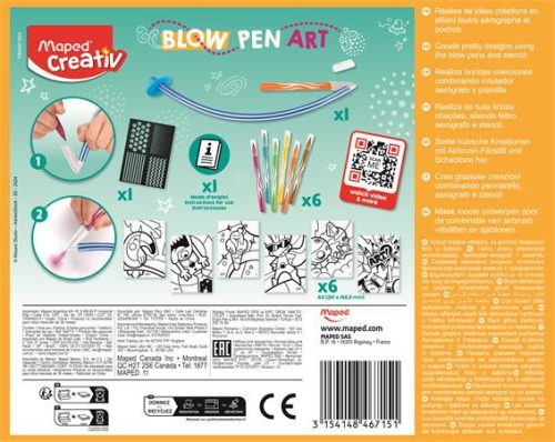 Fújós filctoll készlet, MAPED CREATIV, "Blow pen Art", csíkozás