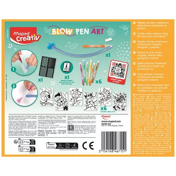 Fújós filctoll készlet, csíkozás, MAPED CREATIV "Blow pen Art"