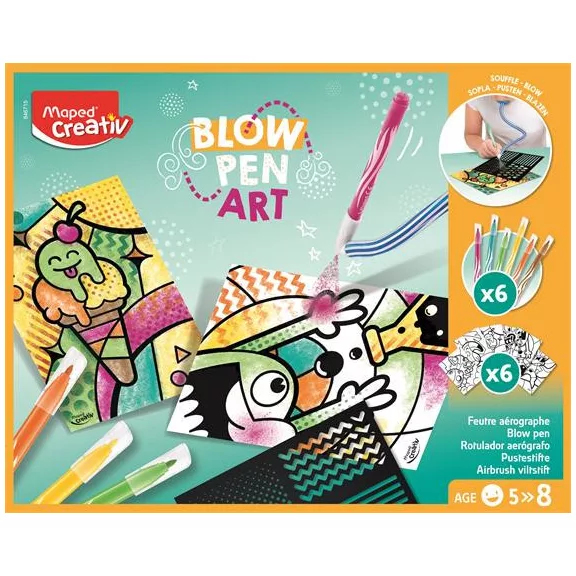 Fújós filctoll készlet, csíkozás, MAPED CREATIV "Blow pen Art"