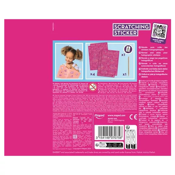 Képkarcoló matricás készlet, MAPED CREATIV "Barbie Scratching"