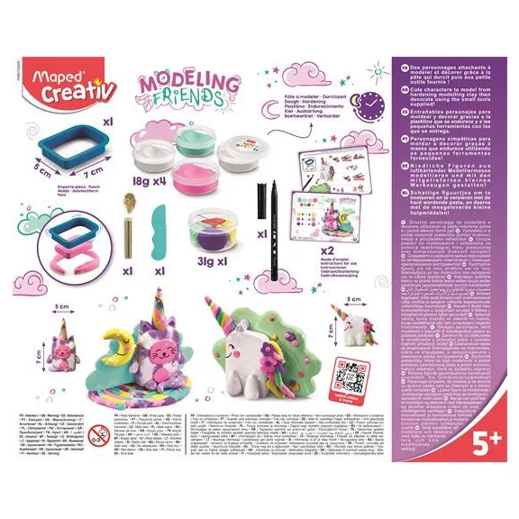 Modellező gyurmakészlet, levegőre száradó, mágikus, MAPED CREATIV "Modeling Friends Magical"