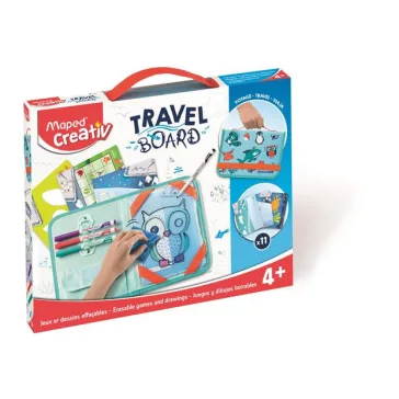   Kreatív készségfejlesztő tábla, utazótáskával, állati móka, MAPED CREATIV "Travel Board"