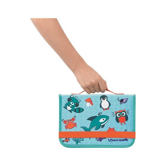 Kreatív készségfejlesztő tábla, utazótáskával, állati móka, MAPED CREATIV "Travel Board"