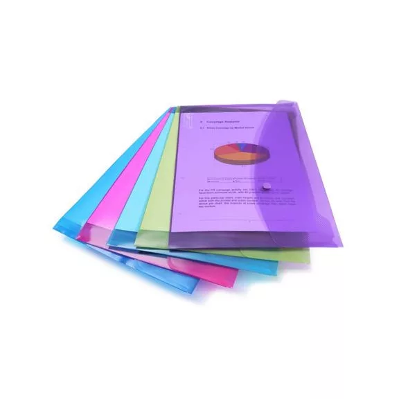 Irattartó tasak, A4+, PP, patentos, RAPESCO "Eco", vegyes csillogó színek