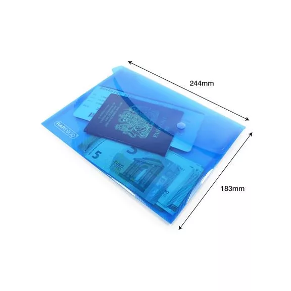 Irattartó tasak, A5, patentos, RAPESCO "Eco", áttetsző vegyes színek