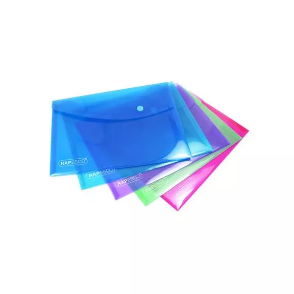 Irattartó tasak, A5, patentos, RAPESCO "Eco", áttetsző vegyes színek