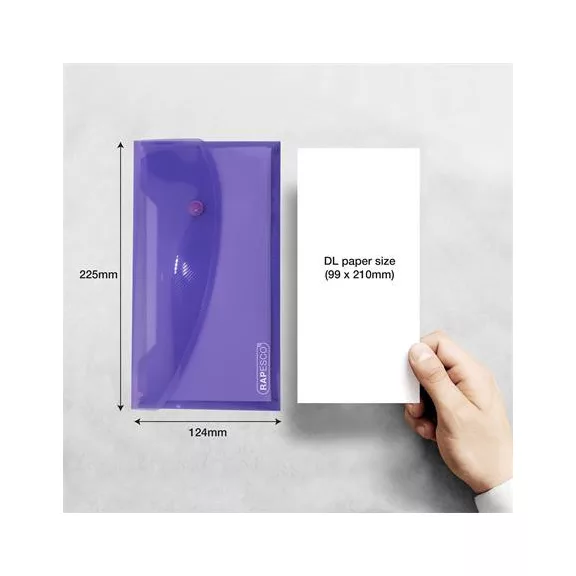 Irattartó tasak, DL, patentos, RAPESCO "Eco", áttetsző vegyes színek