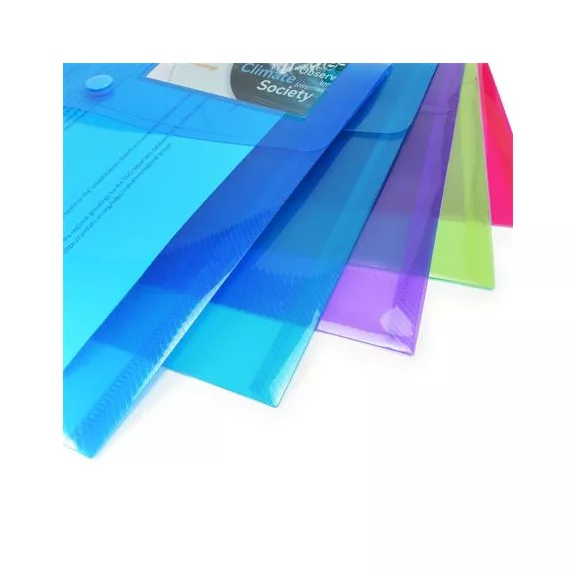 Irattartó tasak, A4+, patentos, RAPESCO "Eco", áttetsző vegyes színek