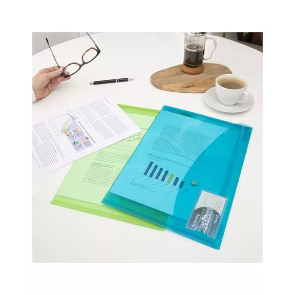 Irattartó tasak, A4+, patentos, RAPESCO "Eco", áttetsző vegyes színek