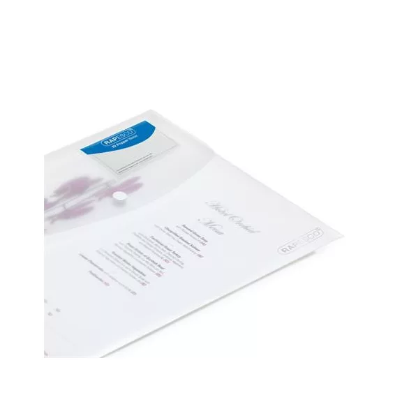 Irattartó tasak, A4+, patentos, RAPESCO "Eco", áttetsző