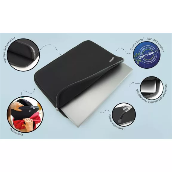Notebook tok, 14", antibakteriális, RAPESCO, fekete