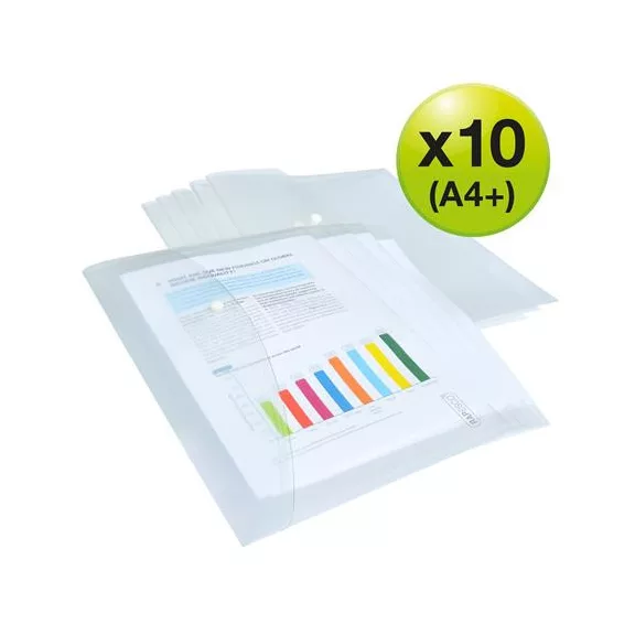 Irattartó tasak, A4+, PP, patentos, RAPESCO "Eco", áttetsző