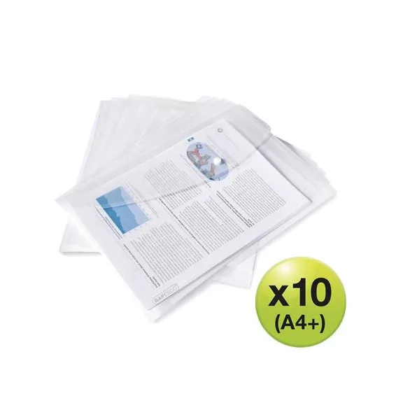 Irattartó tasak, A4+, PP, patentos, RAPESCO "Eco", áttetsző