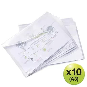   Irattartó tasak, A3, PP, patentos, RAPESCO "Eco", áttetsző