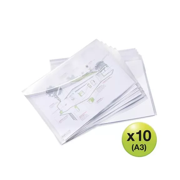 Irattartó tasak, A3, PP, patentos, RAPESCO "Eco", áttetsző