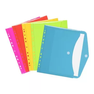   Irattartó tasak, A4, PP, patentos, VIQUEL "Happy Fluo", vegyes színek