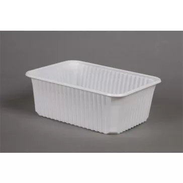   Ételtároló doboz, műanyag, szögletes, mikrózható, 1000 ml, 50 db, "Varia", fehér