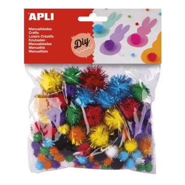   Pom-pom, csillogó, APLI "Creative", vegyes színek