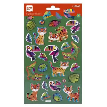   Matrica, fémes hatású, APLI Kids "Stickers", dzsungel